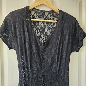 Colesce Couture Lace Button-Up Dress/lingerie And Black Under Dress, Plus Size